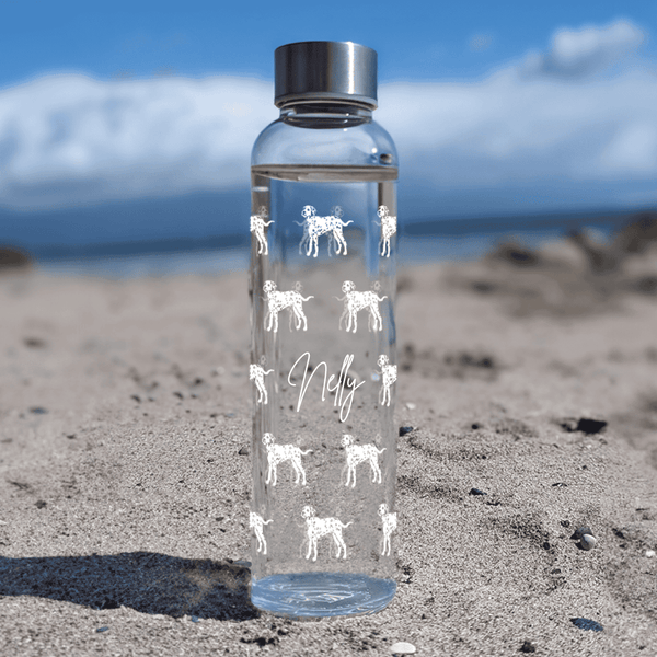 Personalisierte Trinkflasche für Hunde aus Glas