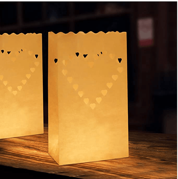 Lichtertüten, Papier, Herzen, Teelicht Tüten, Papier Laterne | mit persönlicher Aufschrift - itpieces