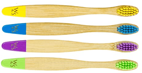4er-Set Kinderzahnbürsten Bambus bunte Mischung - itpieces